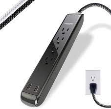 Surge Protector Black Phillips 4 Outlet 2 USB